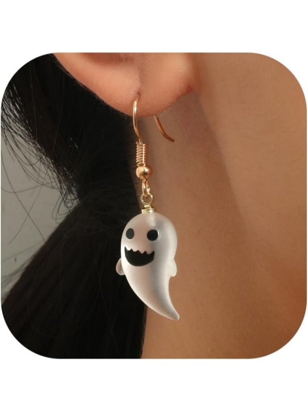 Woman's Cream Dangle Halloween Costumes Cute Jewelry Charm Ghost Stud Earrings